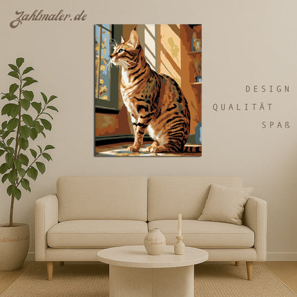Bengalkatze im Sonnenschein | Malen nach Zahlen-Zahlmaler.de