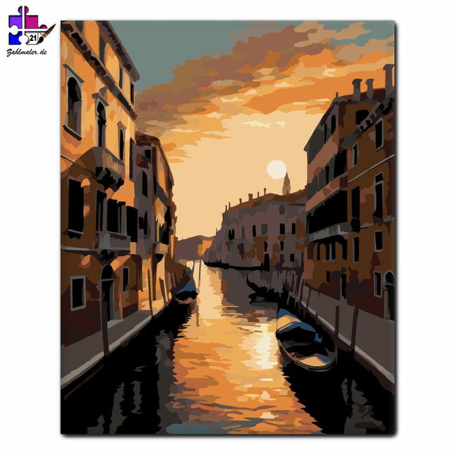 Sonnenuntergang in Venedig am Kanal | Malen nach Zahlen-Zahlmaler.de
