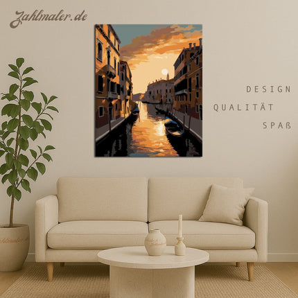 Sonnenuntergang in Venedig am Kanal | Malen nach Zahlen-Zahlmaler.de
