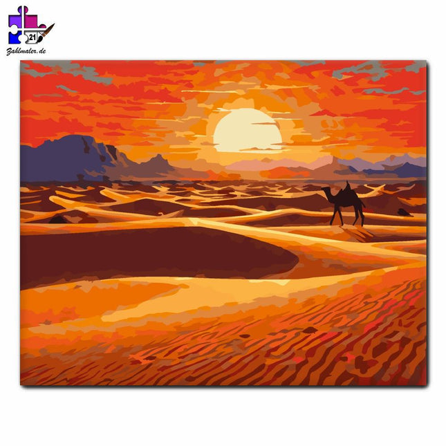Sonnenuntergang über den Wüstendünen | Malen nach Zahlen-Zahlmaler.de