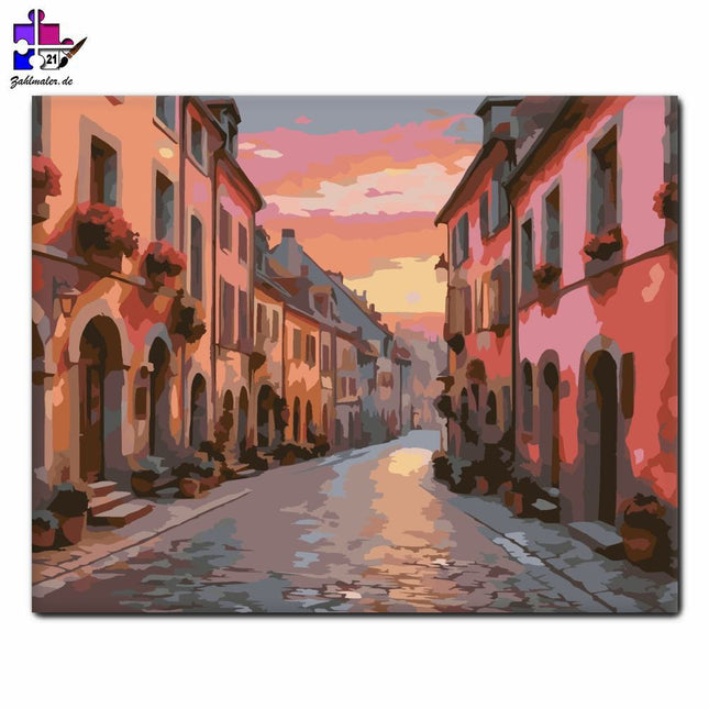Sonnenuntergang in der Historischen Stadt | Malen nach Zahlen-Zahlmaler.de