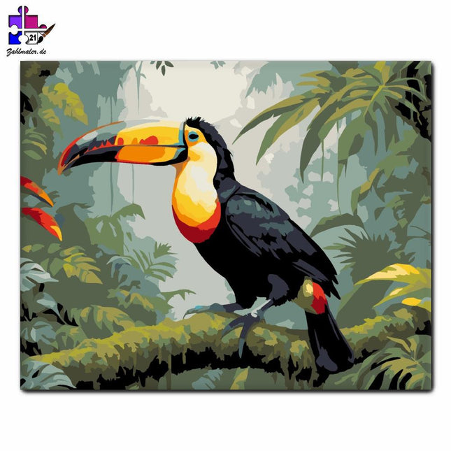 Tukan im Dschungel | Malen nach Zahlen-Zahlmaler.de