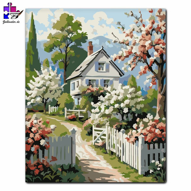 Garten der blühenden Apfelbäume | Malen nach Zahlen-Zahlmaler.de