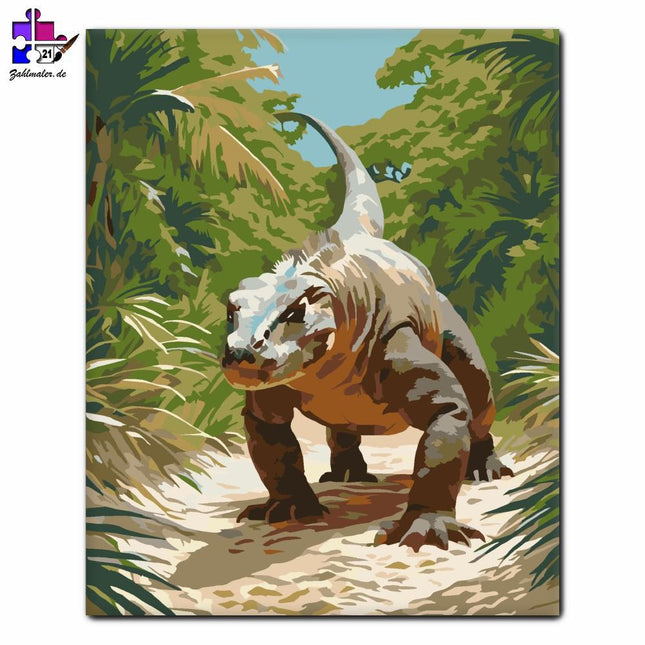 Komodowaran auf tropischem Pfad | Malen nach Zahlen-Zahlmaler.de