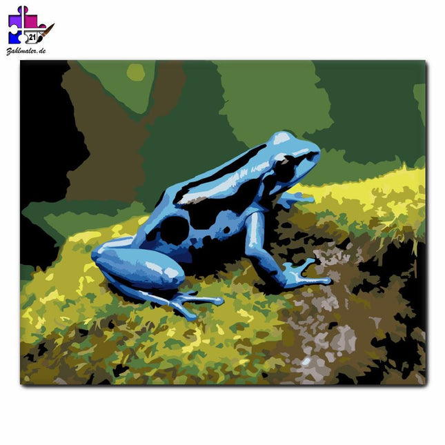 Blaupfeilfrosch auf einer Kiefernnadel | Malen nach Zahlen-Zahlmaler.de