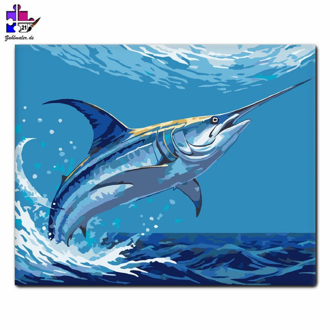 Schwertfisch im Ozean | Malen nach Zahlen-Zahlmaler.de
