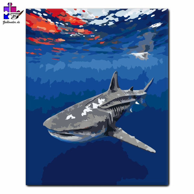 Majestätischer Riesenhai im Abgrund | Malen nach Zahlen-Zahlmaler.de