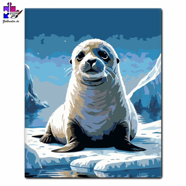 Neugierige Robbe auf dem eisigen See | Malen nach Zahlen-Zahlmaler.de