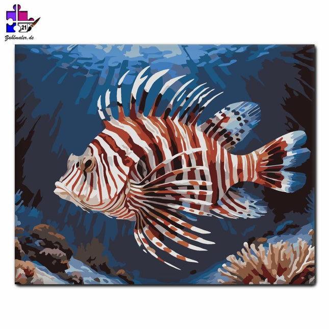 Feuerfisch im Blauen Ozean | Malen nach Zahlen-Zahlmaler.de