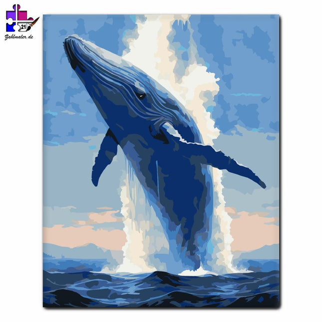 Majestätischer Blauwal aus dem Abgrund | Malen nach Zahlen-Zahlmaler.de