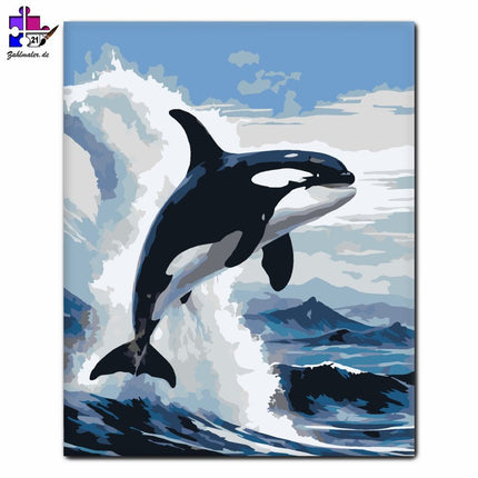 Springender Orca über den Wellen | Malen nach Zahlen-Zahlmaler.de