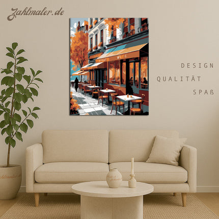 Herbst-Café-Terrasse | Malen nach Zahlen-Zahlmaler.de