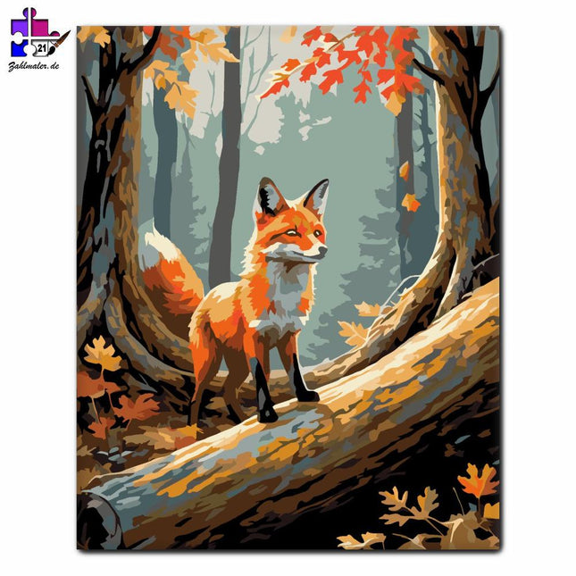 Magischer Herbstwald mit Fuchs | Malen nach Zahlen-Zahlmaler.de