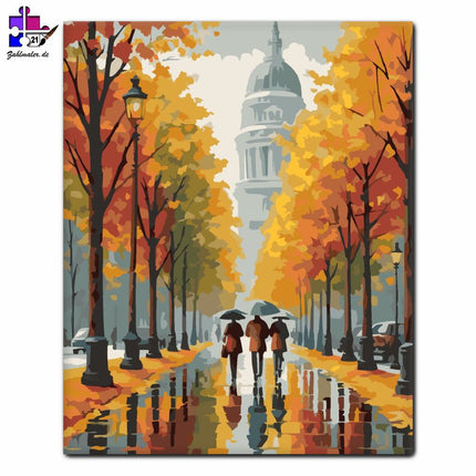 Herbstspaziergang in der Stadt | Malen nach Zahlen-Zahlmaler.de