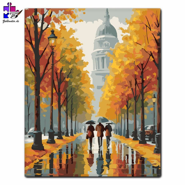 Herbstspaziergang in der Stadt | Malen nach Zahlen-Zahlmaler.de