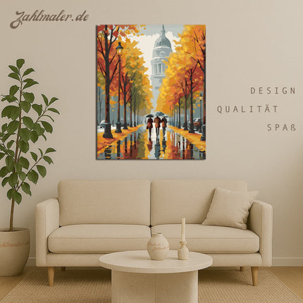 Herbstspaziergang in der Stadt | Malen nach Zahlen-Zahlmaler.de