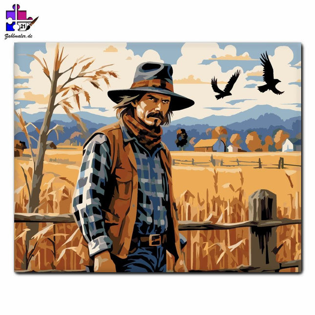 Herbstvogelscheuche und Krähen | Malen nach Zahlen-Zahlmaler.de