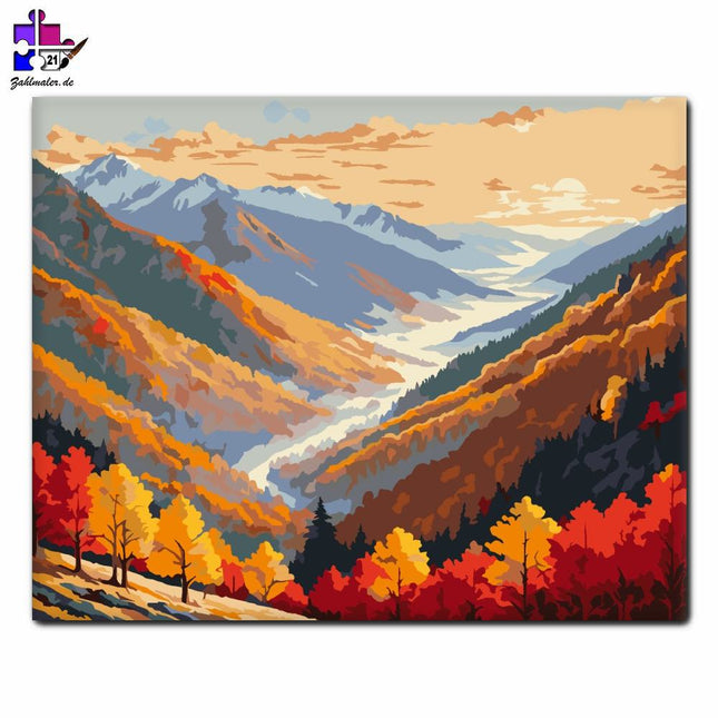 Herbst Bergtal | Malen nach Zahlen-Zahlmaler.de
