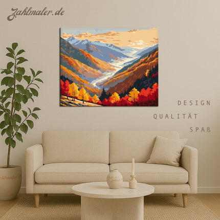 Herbst Bergtal | Malen nach Zahlen-Zahlmaler.de