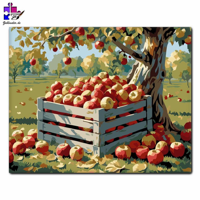 Herbstlicher Apfelgarten | Malen nach Zahlen-Zahlmaler.de