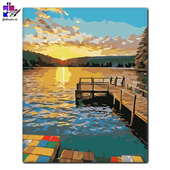 Sunset Lakeside Stég | Malen nach Zahlen-Zahlmaler.de