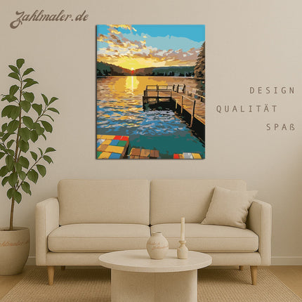 Sunset Lakeside Stég | Malen nach Zahlen-Zahlmaler.de