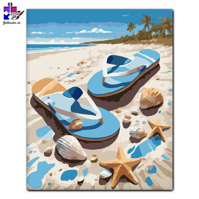 Strand Flip-Flop Sommer | Malen nach Zahlen-Zahlmaler.de
