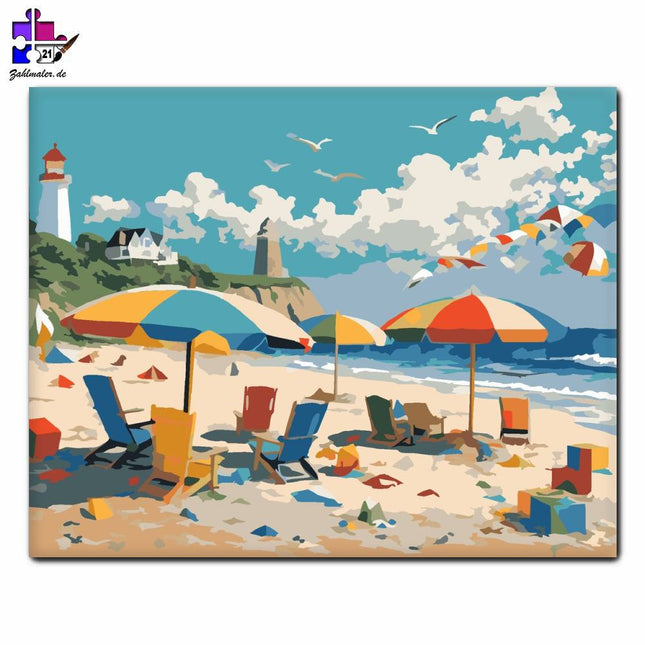 Bunter Sonnenschein am Meer | Malen nach Zahlen-Zahlmaler.de