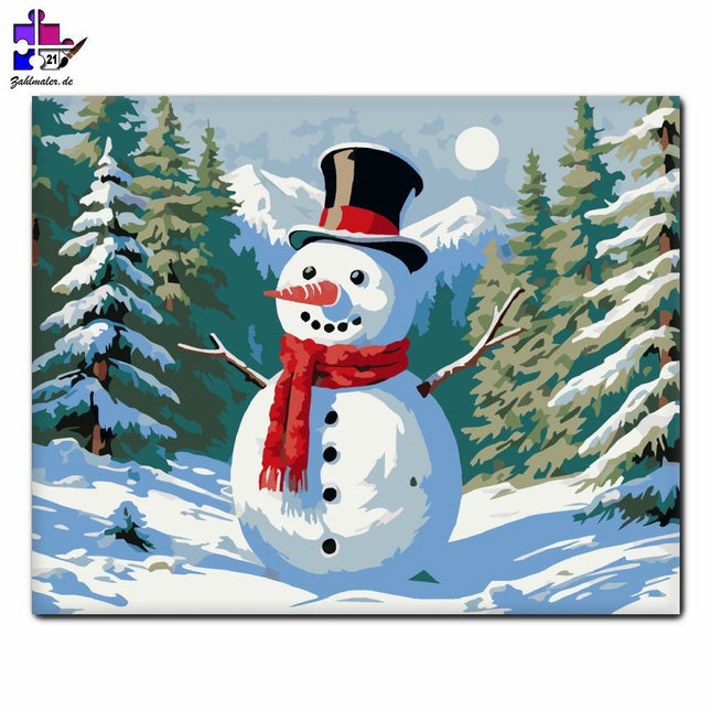 Spaß im Schneemann-Wald | Malen nach Zahlen-Zahlmaler.de