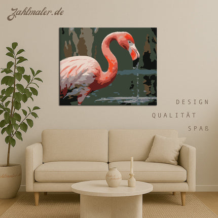 Flamingo Nahaufnahme der Waterfront | Malen nach Zahlen-Zahlmaler.de