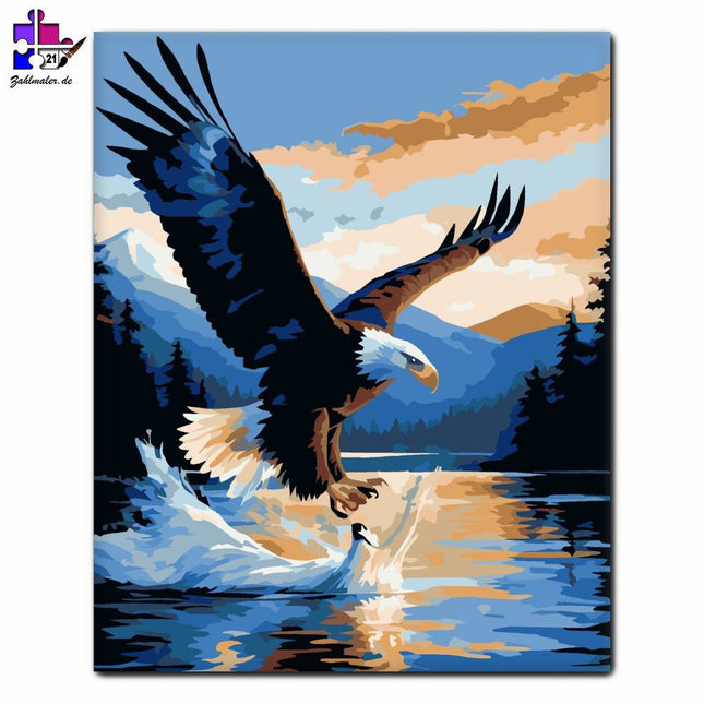 Raubadlerangriff über dem See | Malen nach Zahlen-Zahlmaler.de