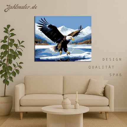 Weißkopfseeadler auf dem Eisigen See | Malen nach Zahlen-Zahlmaler.de