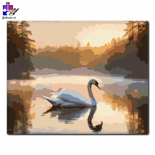 Schwan in der Morgendämmerung | Malen nach Zahlen-Zahlmaler.de