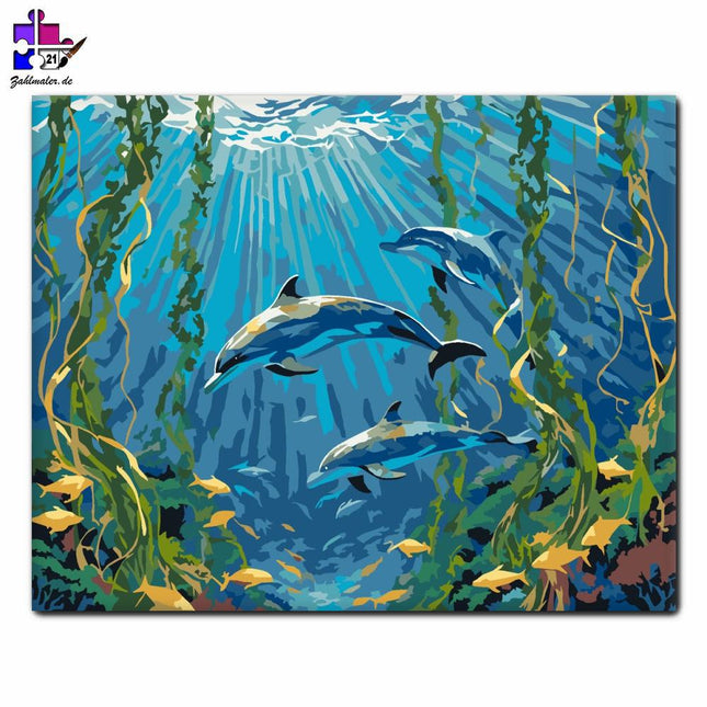Delfine unter den Algen | Malen nach Zahlen-Zahlmaler.de