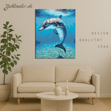 Friedlicher Delfin im tiefen blauen Ozean | Malen nach Zahlen-Zahlmaler.de