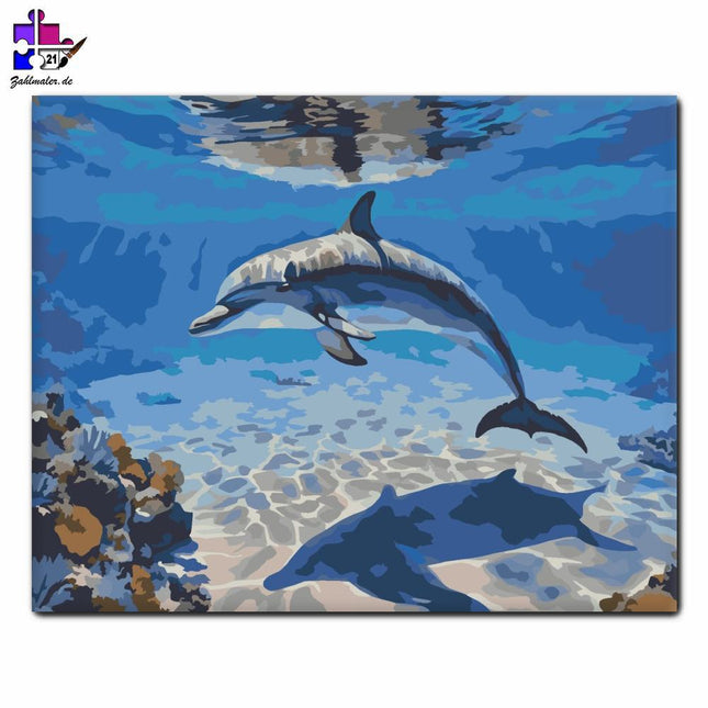 Delfin in den Tiefen des Ozeans | Malen nach Zahlen-Zahlmaler.de