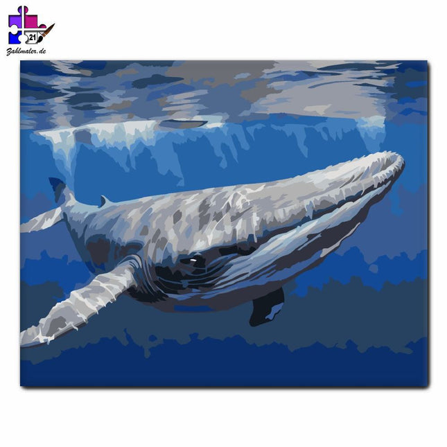 Ozean unter einem schwimmenden Wal | Malen nach Zahlen-Zahlmaler.de