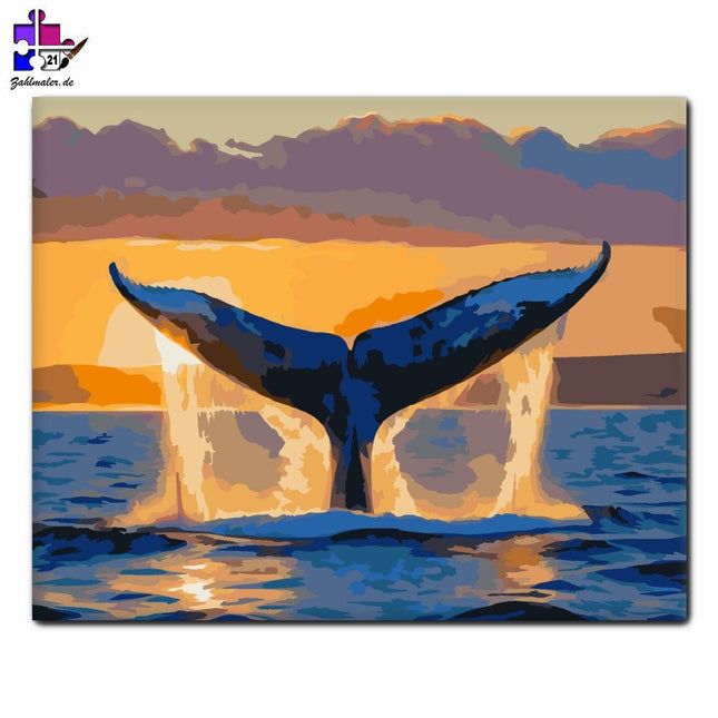 Schwanzflosse des Wals bei Sonnenuntergang | Malen nach Zahlen-Zahlmaler.de