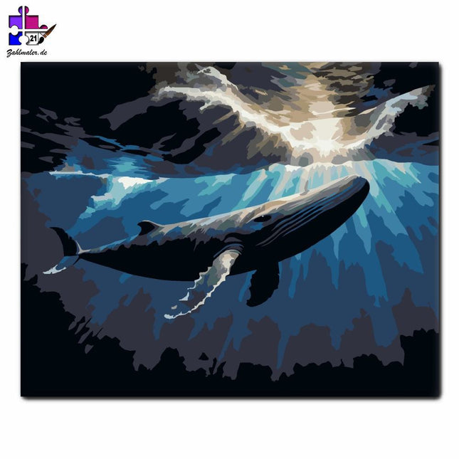Ein Wal badet in der Sonne | Malen nach Zahlen-Zahlmaler.de