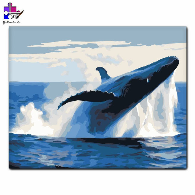 Wal, der zwischen den Wellen aufsteigt | Malen nach Zahlen-Zahlmaler.de