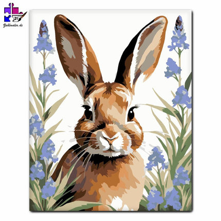 Brauner Hase mit Lavendel | Malen nach Zahlen-Zahlmaler.de
