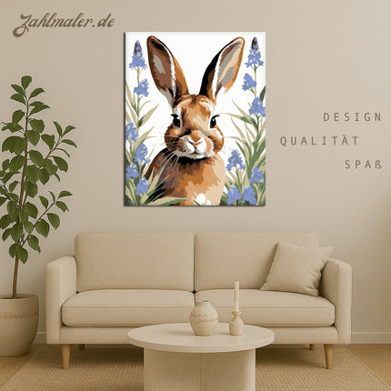 Brauner Hase mit Lavendel | Malen nach Zahlen-Zahlmaler.de