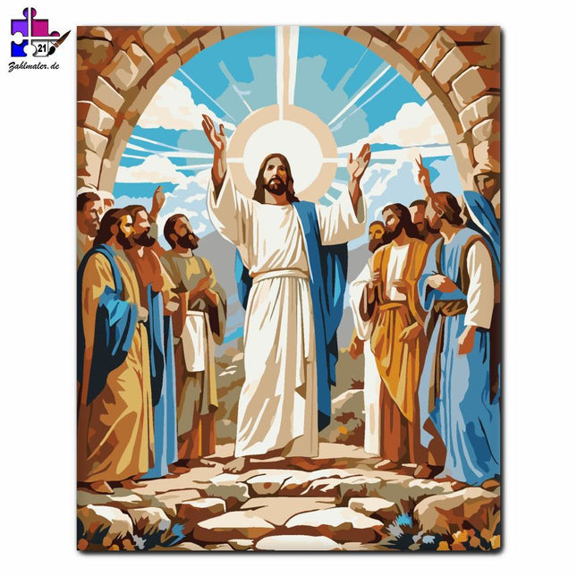 Jesus und die Jünger bei der Auferstehung | Malen nach Zahlen-Zahlmaler.de