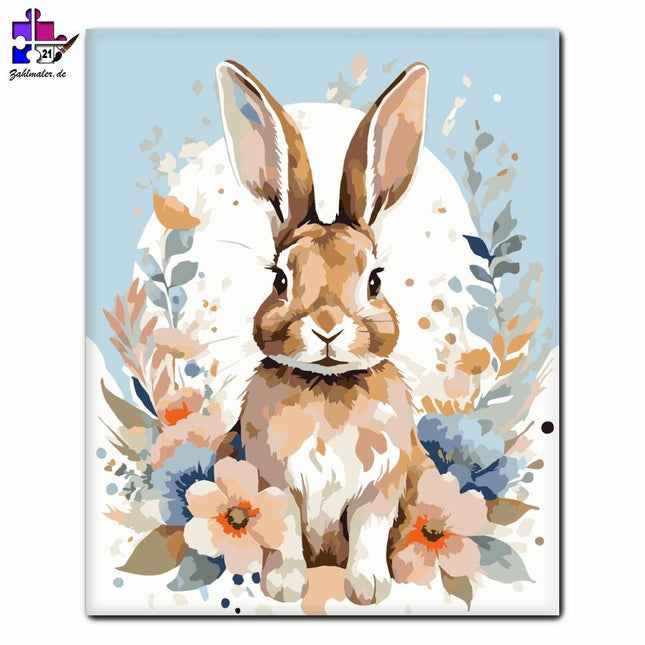 Hase inmitten von Blumen | Malen nach Zahlen-Zahlmaler.de