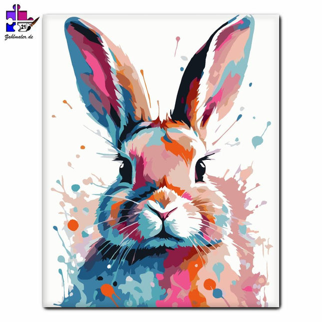 Buntes Hasenporträt | Malen nach Zahlen-Zahlmaler.de