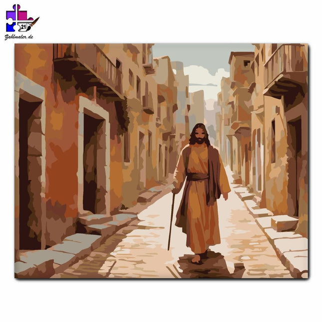 Jesus auf dem Weg zu seinen Jüngern | Malen nach Zahlen-Zahlmaler.de