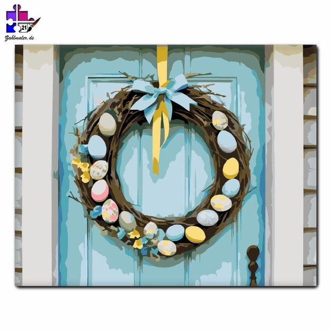 Osterkranz mit bemalten Eiern | Malen nach Zahlen-Zahlmaler.de