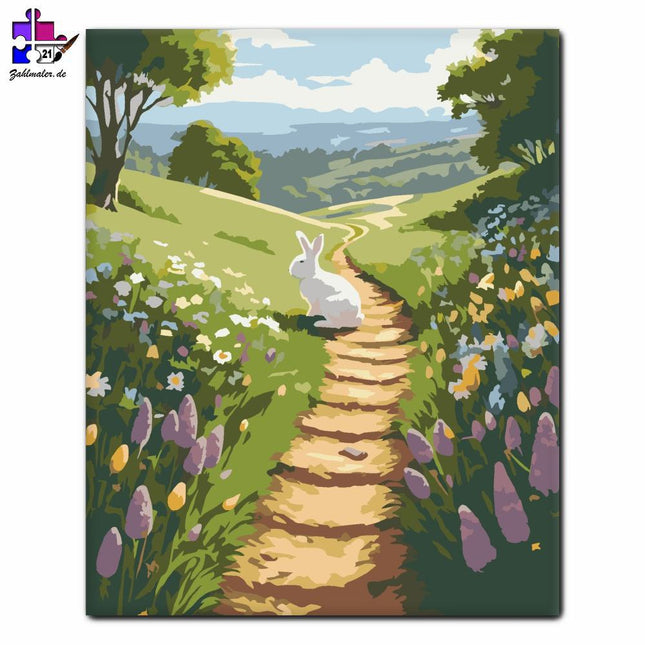 Hase zwischen Wildblumen | Malen nach Zahlen-Zahlmaler.de