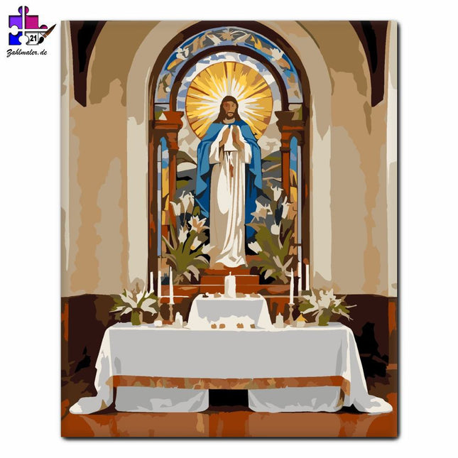 Osteraltar mit Lilien | Malen nach Zahlen-Zahlmaler.de