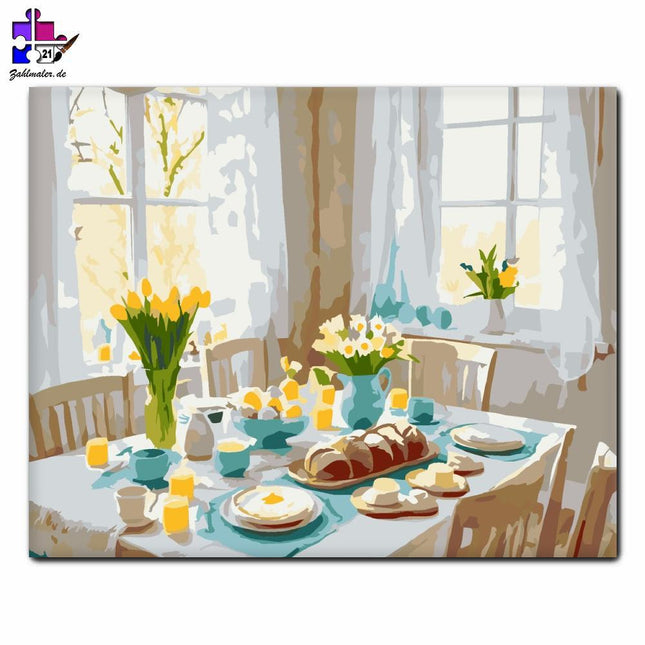 Frühstückstisch zu Ostern | Malen nach Zahlen-Zahlmaler.de